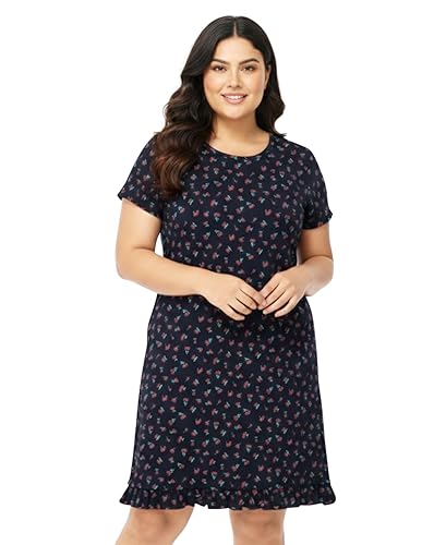 Image of Real Basics Women's Cotton Printed Knee Length Nightdress