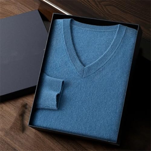 Mens 100 Percent Cashmere V Neck Pullover Long Sleeve Business Casual Knitted Sweater Warm Tops3