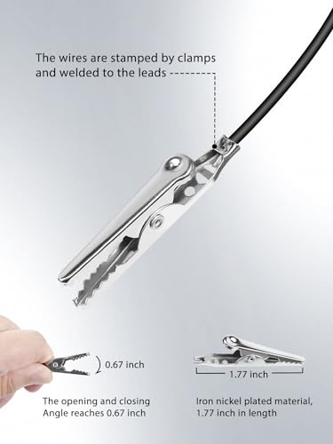 12pcs/20in. Alligator Clips Electrical with Wires UL1015/18AWG, 6 Colors Jumper Test Leads Set, 1.77in. Clips Soldered with Wires- EDGELEC