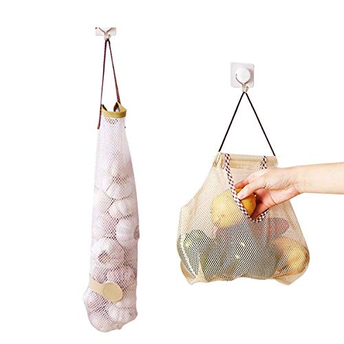 TentHome 2 Set/4er Wiederverwendbare Obst- und Gemüsebeutel Mesh Bio-Baumwolle Einkaufsnetze Gemüsenetze & Obstnetze Mehrweg Brotbeutel (C(2 Set/4 Stücke)) Cover