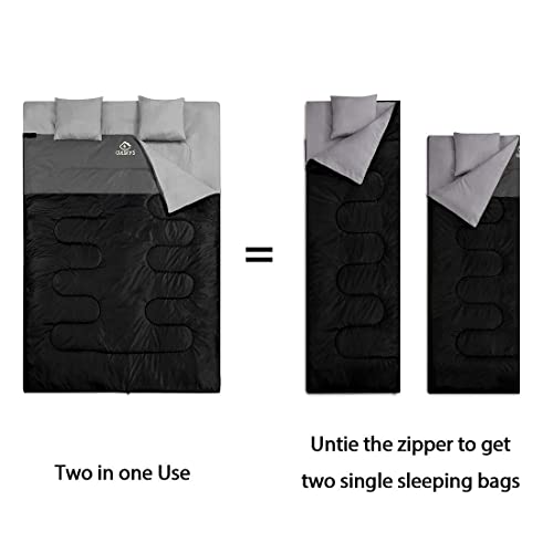 Oaskys Double Sleeping Bag For Adults With 2 Pillows thumb #2