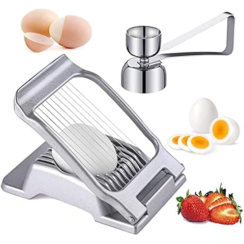 Egg Cutter Stainless Steel Egg Cutter Tool Full Metal Egg Cutter with Egg Opener with 10 Stainless Steel Wires (Dishwasher Safe) Cover