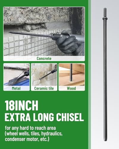 Image of 18 in Air Hammer Taper Punch, 3 /8 in, 0.401 in Shank | 42CrMo Steel, Point Tip, Spring