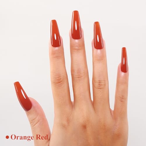 Esmalte de uñas en gel color naranja rojo brillante miniatura 2