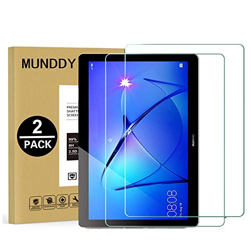 MUNDDY- Pack de 2 Protector Templado para Huawei MediaPad T3 10 (9.6 Pulgadas), 9H 2.5D Protector de Pantalla Vidrio Templado para Huawei MediaPad T3 10 (9.6 Pulgadas)