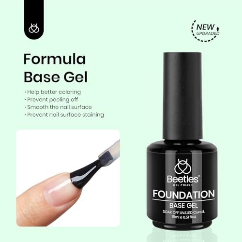 Beetles Gel Polish Beetles Gel Base And Top Coat,2 Pcs 15Ml Upgrade Super Shiny Gel Top Coat And Base Coat Set,Glossy And Long-Lasting Gel Polish,Soak Off Nail Lamp Foundation Combination Gel Polish Base And Top Coat thumb #2