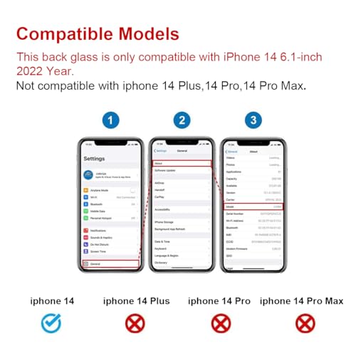 Perzework OEM Rear Back Glass Replacement for iPhone 14 6.1 inches with Reparing Toolkit and Pre-Installed Adhesive (Starlight White)