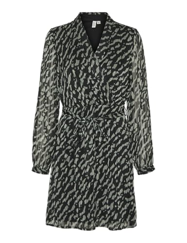 VERO MODA Damen VMRIE L/S ABK WRAP Dress WVN BTQ GA Wickelkleid, Balsam Green/AOP:RIE, X-Large