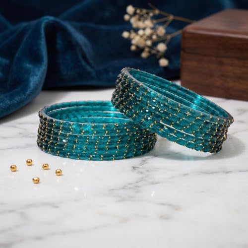 Image of Raindrop Crystal Glass Bangles, Pack of 12