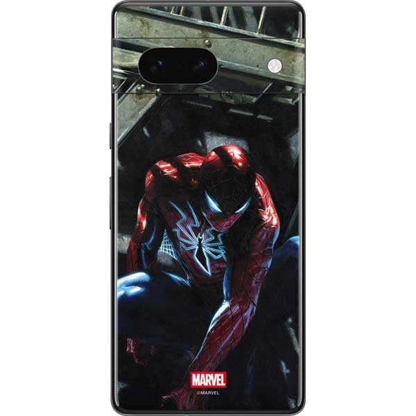 Skinit Decal Phone Skin Compatible with Google Pixel 7 - Officially Licensed Marvel Spiderman New Suit Spiderman Design