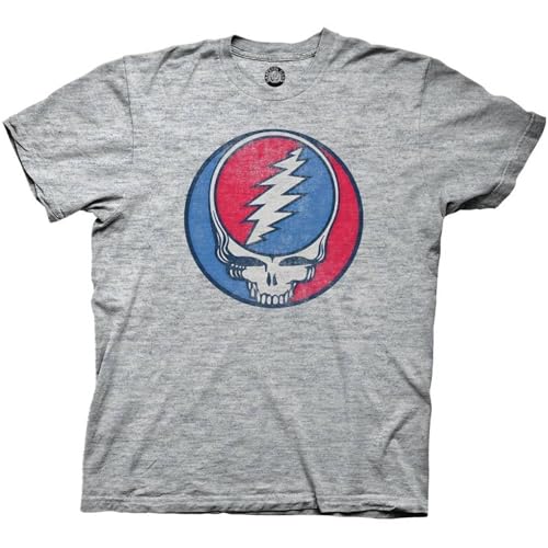 Ripple Junction Grateful Dead Men's Short Sleeve T-Shirt Steal Your Face Distressed Stealie Vintage SYF Officially Licensed