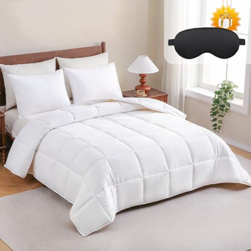 YOUR MOON Luxurious All Season Wool Comforter King Size, 100% Natural Australian Wool Filling, Hypoallergenic Comforter Duvet Insert, Noiseless Cotton