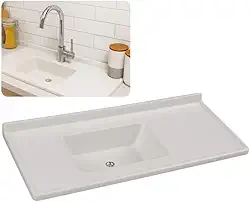 Pia de Cozinha Mármore Sintético Branco 55x100cm Cuba Fibra (Branco)