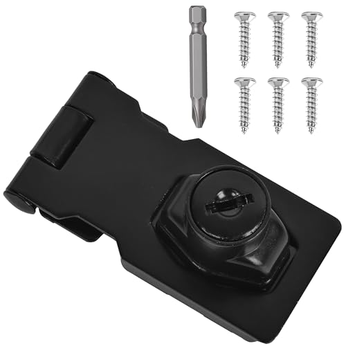 Image of 1 Pcs keyed Hasp Lock,2.5 inch keyed hasp Locks Twist knob keyed Locking hasp for Cabinet Small Door,Hasp Lock with Keys,Metal Safety Hasp Latches (1 Pcs Black, 2.5 inch)
