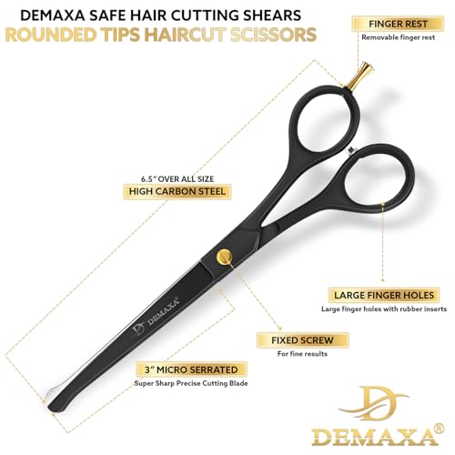 Image of 6.5 inch Kids Hair Cutting Scissors Kit - Baby & Toddler Haircut Set with Safety Scissors & Clippers - Hair Shears for Kids, Children, Women, Men - Barber Shears kids haircut cape