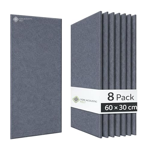 Image of YGM Acoustic Foams Luxury PET Felt Acoustic Self Adhesive Panels, 10 MM Thick, Sound Absorbing Panels for Wall | Room Noise Reducer & Sound Dampening (Midnight Grey, 1x2 Foot - 8 Panels)