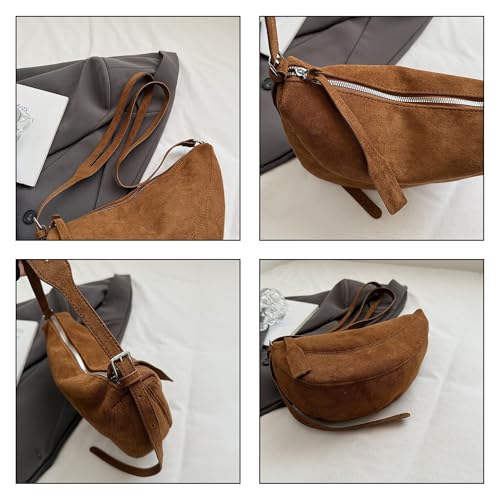 Suede Leather Sling Bag - Women's Crossbody Purse with Adjustable Long Strap, Lightweight Travel Shoulder Bag, Soft Leather4