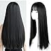 FENYW Lange Schwarze Gerade Perücke mit Pony, 72cm Natuaral Synthetische Schwarze Perücken für Frauen, Cosplay Schwarze Perücke Wig, Lang Schwarz Glatt für Halloween Kostümparty Tägliche Party Cosplay Baby,Schwarz günstig Kaufen-FENYW Lange Schwarze Gerade Perücke mit Pony, 72cm Natuaral Synthetische Schwarze Perücken für Frauen, Cosplay Schwarze Perücke Wig, Lang Schwarz Glatt für Halloween Kostümparty Tägliche Party Cosplay