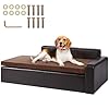 VEVOR Dog Bed, Dog Couch for Small Dogs and Cats, Leather Pet Sofa and Chair, 60 lbs Load Capacity, Black/Brown