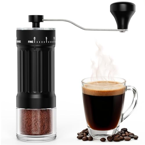 Euqvunn Moulin à Café Manuel avec Meule en Céramique, 40 Réglages de Mouture Précis Pour French Press, Pour-Over, Moka Pot & Plus, Capacité de 30 g