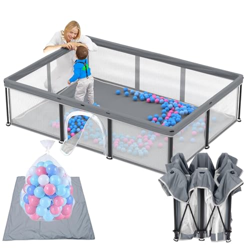 Laufstall Baby mit Matratze,180 * 127 Laufgitter baby Faltbar,Indoor&Outdoor Baby Laufgitter,Laufstall Faltbar mit 50 Ozeanbällen Laufstall Baby mit Matratze,180 * 127 Laufgitter baby Faltbar,Indoor&Outdoor Baby Laufgitter,Laufstall Faltbar mit 50 Ozeanbällen