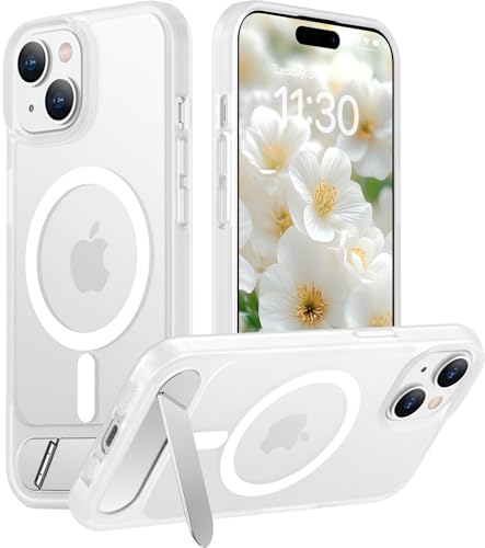 Image of Magnetic Compatible with iPhone 15 Plus Case & iPhone 14 Plus Case, [Built-in Invisible Kickstand][Compatible with MagSafe][Military Grade Shockproof] Slim Translucent Matte Phone Case 6.7 inch
