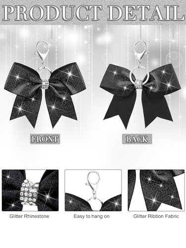 Image of Tondiamo Cheer Bow Keychain Cheer Keychain with Rhinestones Cheerleader Keyrings for Team Gift Cheerleading Sports Accessory