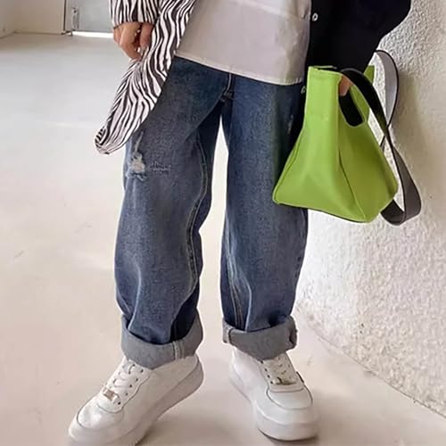 Boys Casual Wide Leg Jeans Comfortable Loose Fit Denim Trousers Stylish Streetwear Pants for Active Kids4