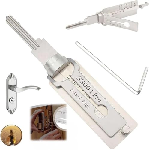 Master Key Decoder Outil de crochetage de serrure, décodeur de clé maître 2 en 1 en acier inoxydable, kit de crochetage de serrure, (Ss001 Pro)