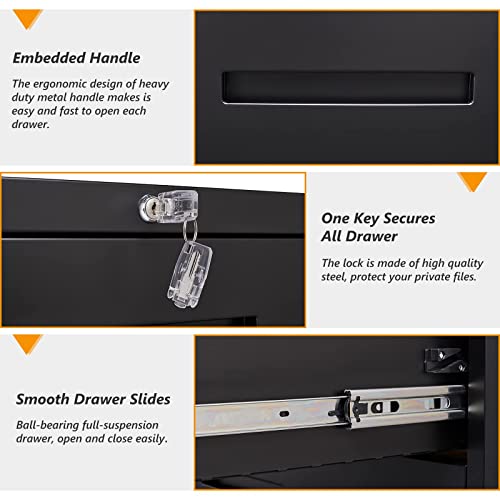 Stani Lateral File Cabinet With Lock, 3 Drawer Lateral Filing Cabinet, Metal Lateral File Cabinet For Home And Office, Metal Storage File Cabinet For Hanging Files Letter/Legal/F4/A4 Size #TOP6