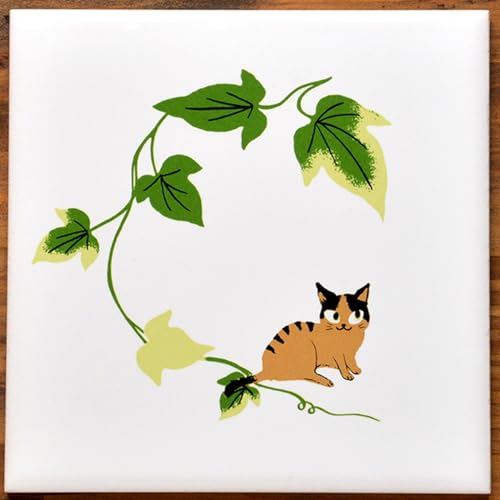 ゼルポティエ 可愛くておしゃれ♪ アートなデザインタイル 10cm角サイズ シンジカトウ ShinziKatoh 100角イラスト 陶器, 猫と風船・猫とひまわり・猫と赤いバケツなど17種類, インテリア, タイルクラフト, DIY (06. CO-6 ネ