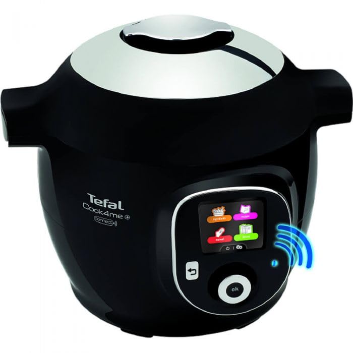 Tefal Cook4Me+ Connect Smart Multicooker CY855830, 1600W, 6L, 6 modalità di cottura, 150 ricette, app dedicata, nero