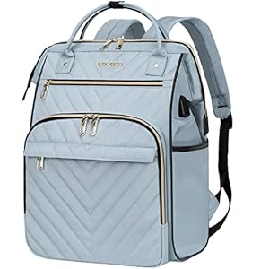 VANKEAN 17 Inch Laptop Backpack for Women Men Fashion Computer Work Bag, Large Capacity Waterproof, with USB Port & RFID Pockets, College Daypack Business Travel Backpack, Light Blue