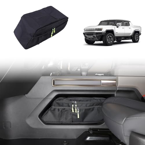 for Hummer EV Accessories Lower Console Organizer Storage Bag Car Gear Box Shift Control Panel Side Pockets Auto Transmission Side Organizer Compatible with Hummer EV 2024 2025+, Black, 1Pack (Pickup)