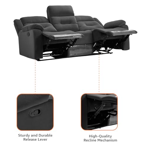 Image of Amazon Brand - Solimo Costa 3 Seater Fabric Manual Recliner (Grey)