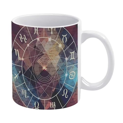 マグカップ おしゃれ 12の星座 占星術 天体 コーヒーカップ 陶器 丈夫 マグ カップ 食器 直径8.2×高さ9.6cm 330ml 軽い 気軽に使える コーヒーマグ インテリア アウトドア 綺麗 ジュース お茶 新生活 雑貨 台所 飲食店 家庭用 かわ