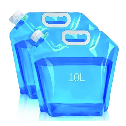 PcvGef 2 Stück Wasserkanister 10L Tragbare Wasseraufbewahrungsbeutel Auslaufsicherer Gefrierfähiger Camping-Trägertank für Den Außenbereich für Sport Camping Wandern Picknick