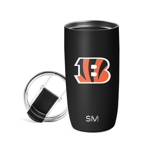 Simple Modern Officially Licensed NFL Cincinnati Bengals 16oz Travel Coffee Tumbler with Flip Lid | Stainless Steel Cup | Football Gifts for Men Women | Voyager Collection | Cincinnati Bengals