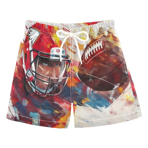 Boys Quick Dry Swim Trunks with Pockets American Football Retro Beach Shorts for Kids, Toddler Swimsuit Boy