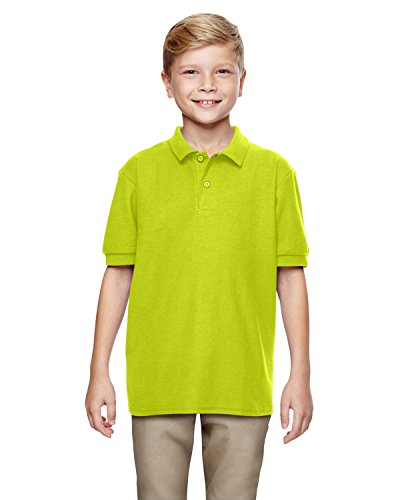 Gildan Camisa polo Big Boys com bainha inferior e absorção de umidade, Verde-limão, XS