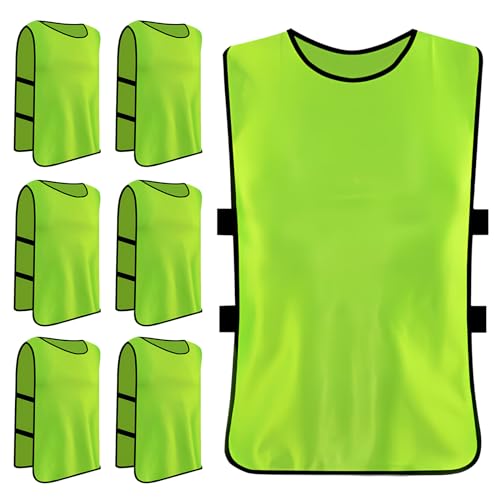 HoaaiGo 6 Stück Leibchen Fußball Set, Trainingsleibchen Basketball, Sports Mesh Bibs, Leibchen Mesh Weste für Training, Sport Trikot Leibche für Erwachsene, Trainingsleibchen für Herren Damen (Grün)