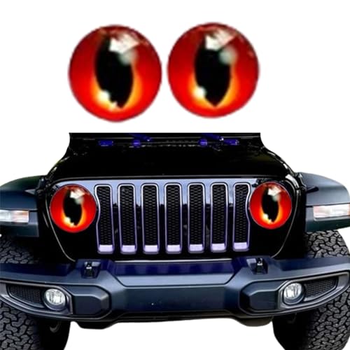 Image of Beast Eyes Headlight Decals Pair,Funny DIY Decals for Truck Car Body Window Bumper Decoration Headlight Decal 3D Stereo Stickers Decal Round Headlight Decal(2Pcs 8In) (B1)