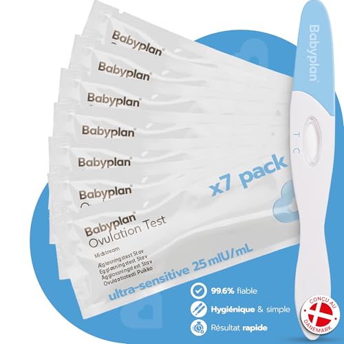 7x Test d'ovulation Babyplan LH bâtons, Qualité supérieure, Facile à réaliser (fiable à 99,6%), Tests d'ovulation et de fertilité très sensibles, Mode d’emploi détaillé en français