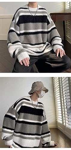 Y2K Grunge Strip Sweater 90s Aesthetic Goth Grandpa Pullover Fairycore Oversized Knit Tops Downtown Girl Emo Clothing3