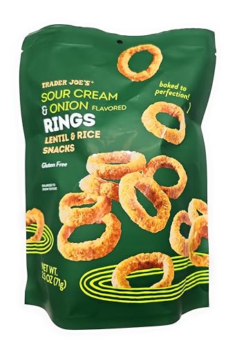 3 Pack Trader Joe's Sour Cream & Onion Flavored Rings – Lentil & Rice Snacks, Gluten-Free, 2.5 oz...
