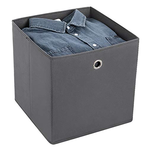 SONGMICS Aufbewahrungsboxen, 6er Set, Stoffboxen, Faltboxen aus Vliesstoff, Würfel, Aufbewahrungskörbe, für Spielzeug und Kleidung, grau RFB02G-3