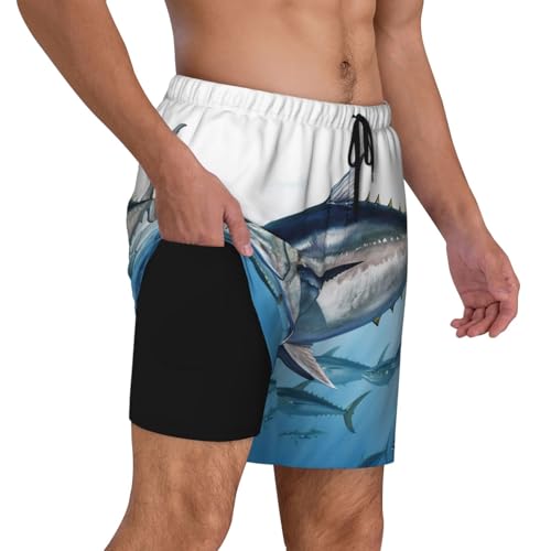 Men's Swim Trunks Quick Dry Board Shorts Bluefin Tuna Thunnus Beach Shorts with Pocket Bathing Suits for Men2