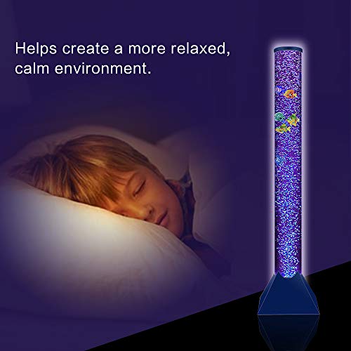 Emilux MOONSAY Sensory Bubble Lamp - 3.3ft Bubble Tube with Fish, Remote Control - Fake Fish Tank Floor Lamp with Color Changing for Room Decoration (Calming Effect)
