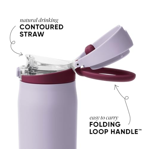 Image of Simple Modern Water Bottle with Straw & Handle | 24oz | Lavender | Mesa Loop Insulated Water Bottle for School, Sports, Travel | Leak Proof, Stainless Steel | Lilac Stone