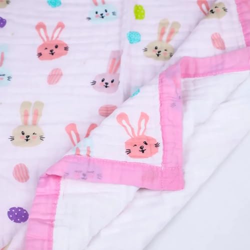 Image of SMILE BABY 100% Organic Cotton 6-Layer Muslin Baby Blanket (100x110 cm) is Super Soft, Breathable, and Gentle on Baby's Skin. Perfect for Comfort, Warmth, and Everyday use. Includes 1 Blanket